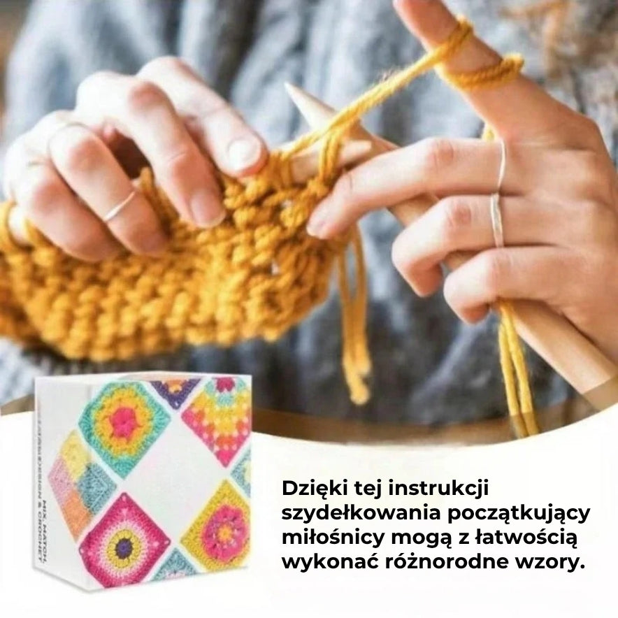 Zestaw kart z wzorami na szydełko i instrukcjami