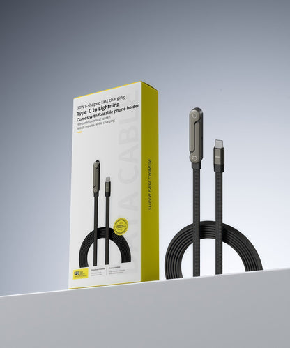 Ergonomiczny kabel 2 w 1 do szybkiego ładowania i podstawka pod telefon