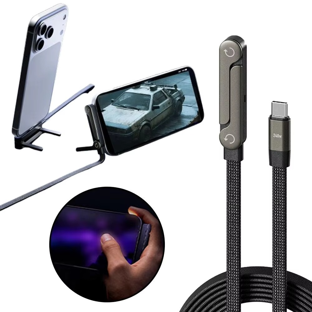 Ergonomiczny kabel 2 w 1 do szybkiego ładowania i podstawka pod telefon