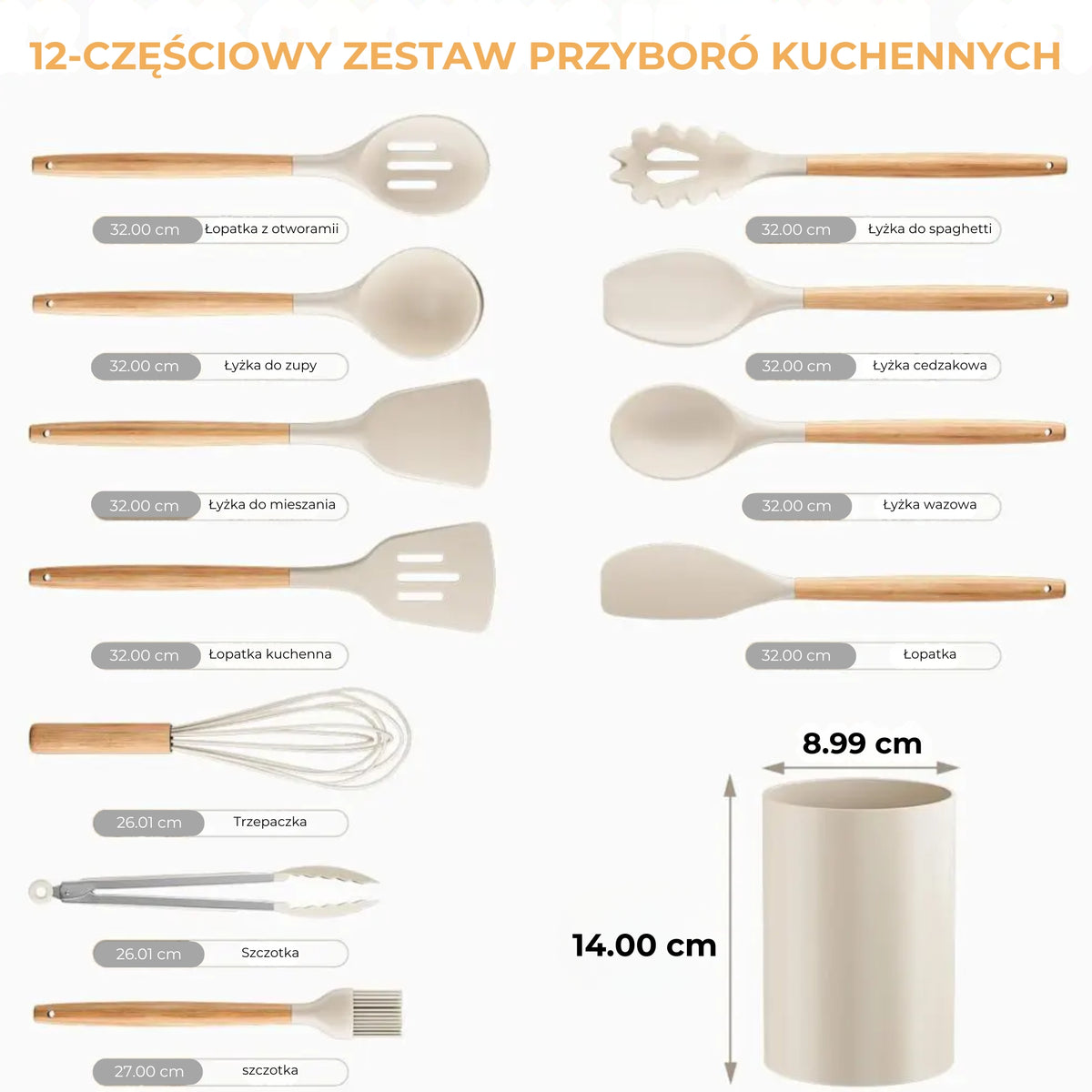 NordicKitchen – Elegancki zestaw silikonowy do kuchni (12-częściowy)