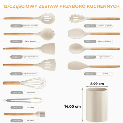 NordicKitchen – Elegancki zestaw silikonowy do kuchni (12-częściowy)