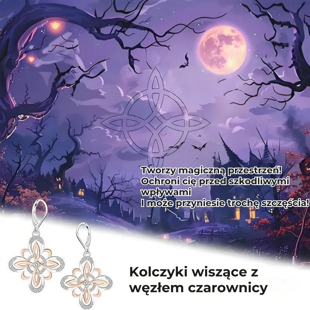 Srebrne kolczyki w kształcie węzła czarownicy