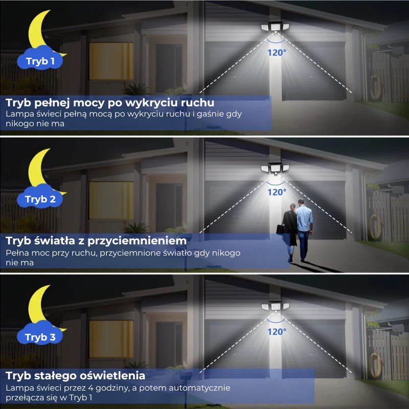 Solarna lampa LED z czujnikiem ruchu (200 LED, wodoodporna, z pilotem)
