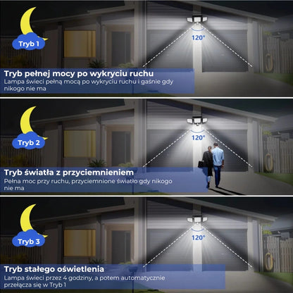 Solarna lampa LED z czujnikiem ruchu (200 LED, wodoodporna, z pilotem)