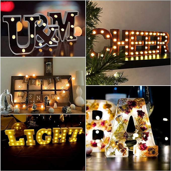 🎁 Ręcznie robiona litera LED z żywicy i suszonych kwiatów