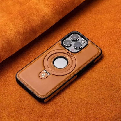 Luksusowe skórzane etui na iPhone'a z wbudowaną podstawką