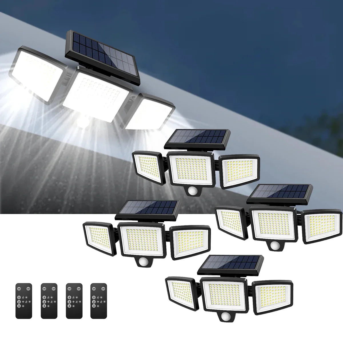 Solarna lampa LED z czujnikiem ruchu (200 LED, wodoodporna, z pilotem)