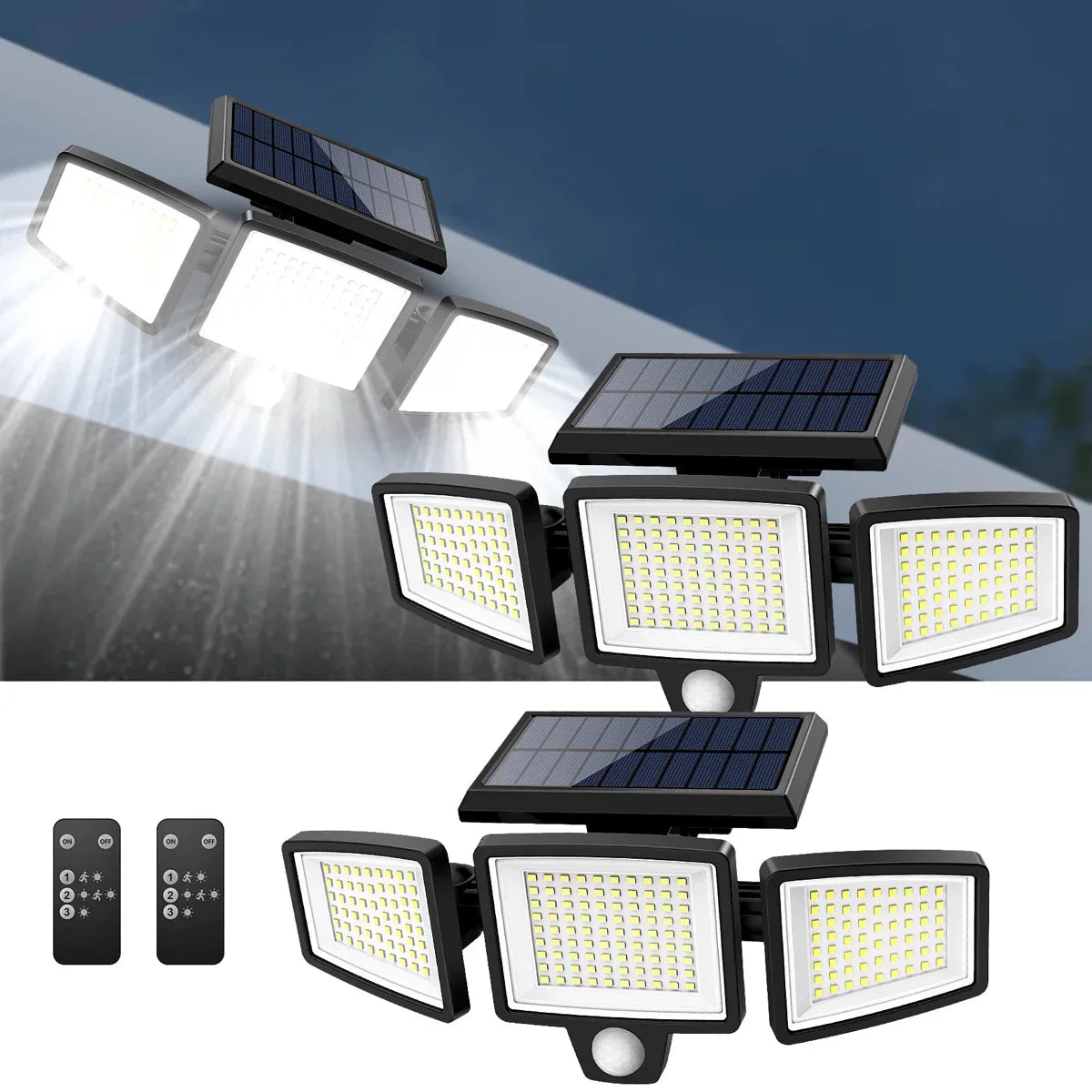 Solarna lampa LED z czujnikiem ruchu (200 LED, wodoodporna, z pilotem)