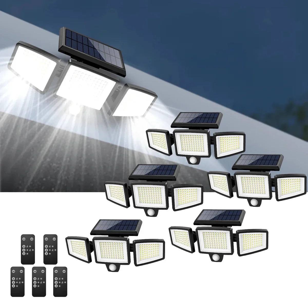 Solarna lampa LED z czujnikiem ruchu (200 LED, wodoodporna, z pilotem)